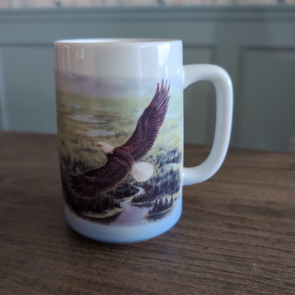 Otagiri American Eagle Soars Above Forested Habitat, Coffee Mug, Tea, Sunrises